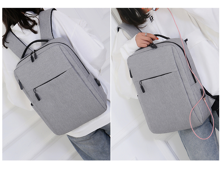 灰色双肩包 防水耐磨 大容量 学生书包 电脑背包详情图24