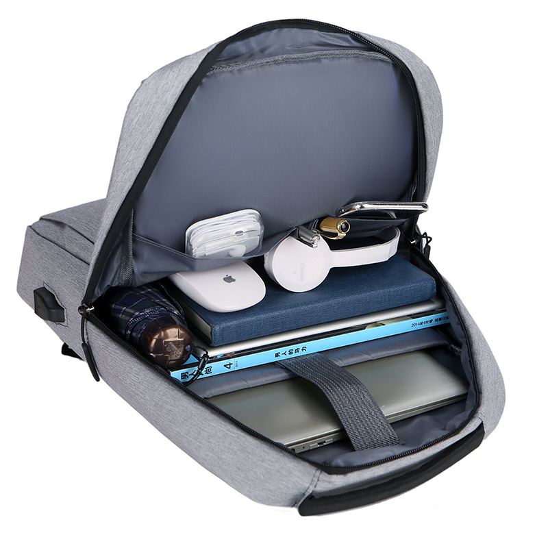 灰色双肩包 防水耐磨 大容量 学生书包 电脑背包详情图48